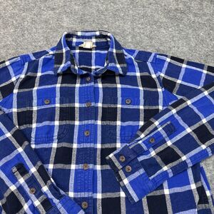 Duluth Trading Flannel Shirt Womens Small‎ Blue Plaid Outdoor Cabincore Hiking